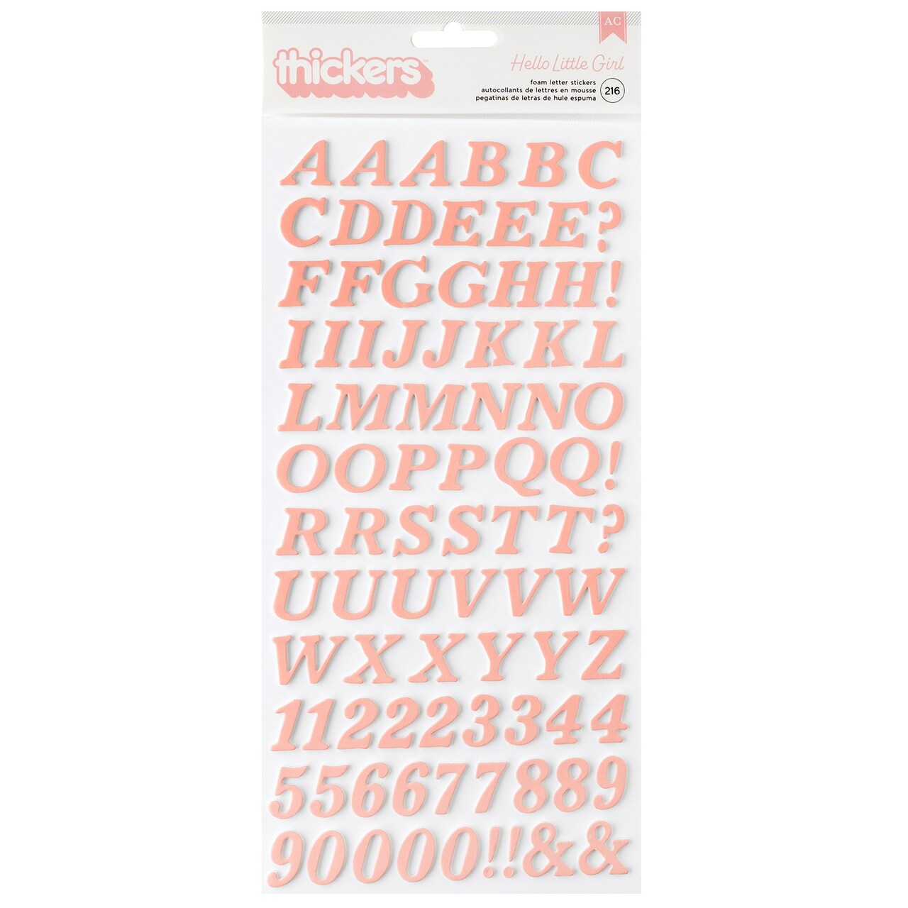 American Crafts Hello Little Girl Thickers Stickers 216/Pkg-Alpha